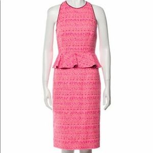 Tweed hot pink Giambattista Valli Peplum dress size S